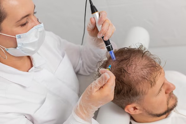 implante capilar - especialista tratando a un paciente con problema de perdida de densidad de cabello